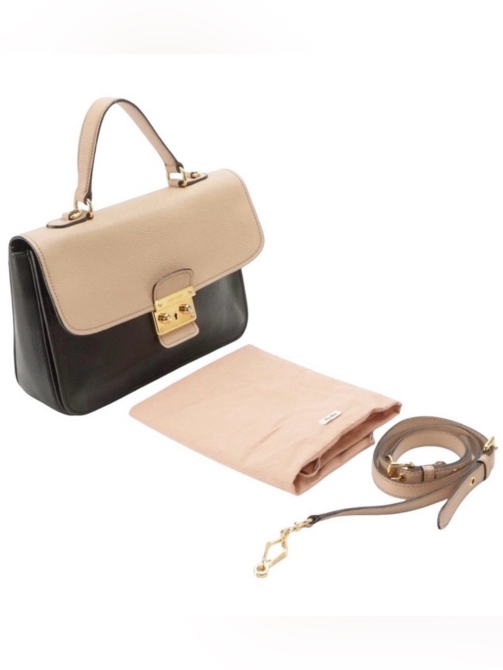 Miu Miu Madras Cipria Leather Top Handle Crossbody Satchel - Picture 5 of 16